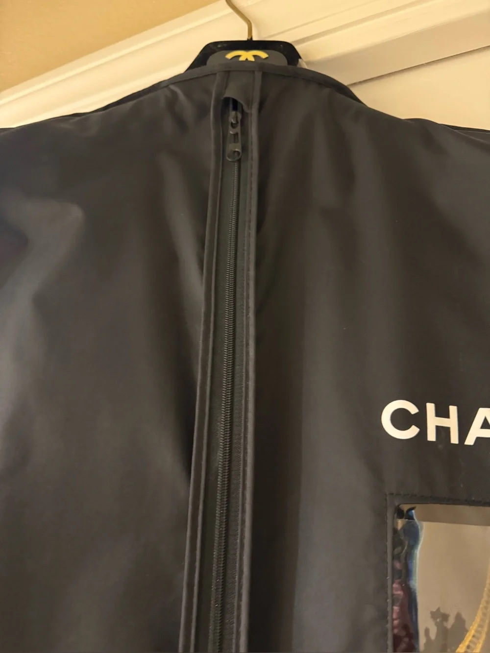 CHANEL Black Logo Garment Bag with ID Window